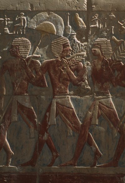 Relief Depicting a Parade in Honour of the Goddess Hathor (detail) by Egyptian 18th Dynasty