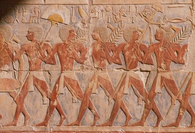 Relief Depicting a Parade in Honour of the Goddess Hathor by Egyptian 18th Dynasty