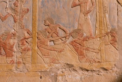 Relief Depicting Men Rowing on a Boat (detail) by Egyptian 18th Dynasty