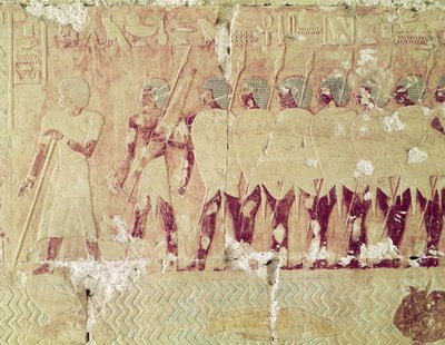 Relief Depicting Soldiers Sent by Queen Hatshepsut on an Expedition to the Land of Punt by Egyptian 18th Dynasty