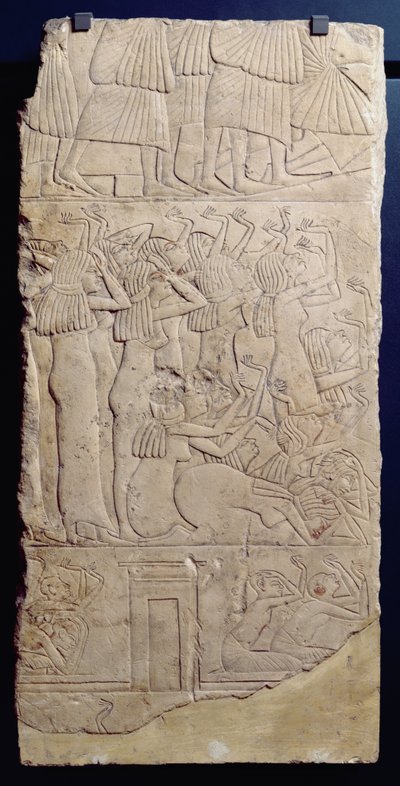 Scene of lamentation during a burial, from Sakkara, New Kingdom, c.1330 BC by Egyptian 18th Dynasty