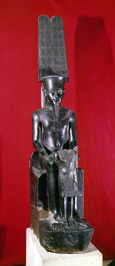 Seated Statue of the God Amon Protecting Tutankhamun, New Kingdom by Egyptian 18th Dynasty