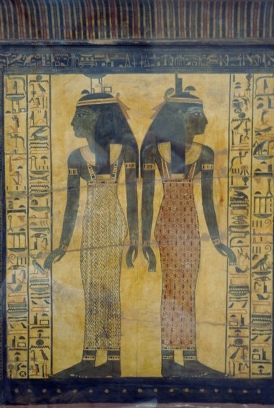 Selket and Neith, decorative detail of sarcophagus of Maiherpri, Egyptian civilization, New Kingdom, Dynasty XVIII by Egyptian 18th Dynasty