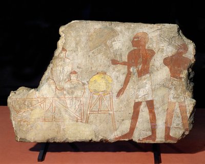 Servants with amphoras in their stands by Egyptian 18th Dynasty