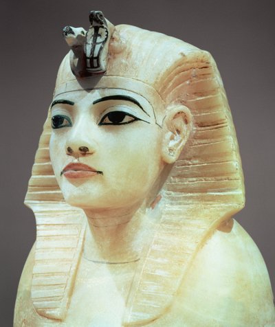 Stopper from one of the canopic urns, from the tomb of Tutankhamun by Egyptian 18th Dynasty