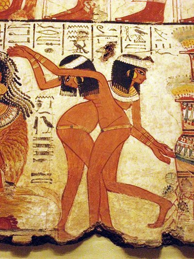 Temple Mural of Two Girls Dancing, Egypt by Egyptian 18th Dynasty