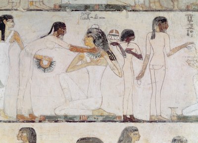 The Toilet of Noblewomen, from the Tomb of Rekhmire, vizier of Tuthmosis III and Amenhotep II, New Kingdom by Egyptian 18th Dynasty