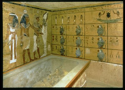 The Burial Chamber in the Tomb of Tutankhamun by Egyptian 18th Dynasty