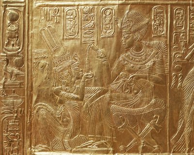 Tutankhamun and his wife (detail) by Egyptian 18th Dynasty