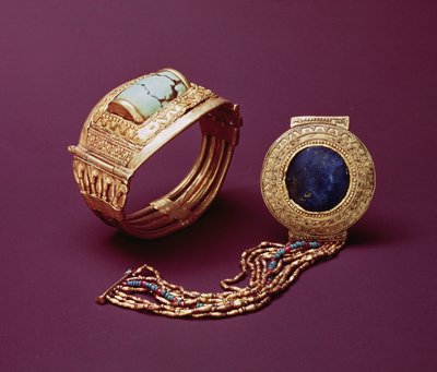 Two bracelets, from the Tomb of Tutankhamun, New Kingdom by Egyptian 18th Dynasty