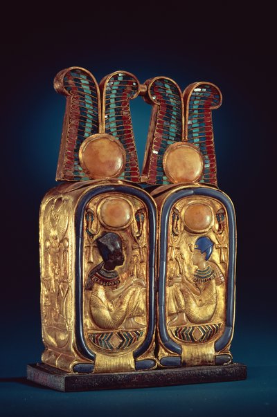 Unguent box in the form of a double royal cartouche, from the tomb of Tutankhamun, New Kingdom by Egyptian 18th Dynasty