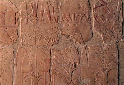 Village with Huts, Scenes of Punt Kingdom, South Wall of Central Colonnade, Mortuary Temple of Hatshepsut, Deir el-Bahari, Theban Necropolis by Egyptian 18th Dynasty