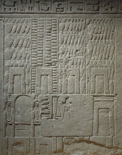 Wall relief depicting a warehouse (detail) by Egyptian 18th Dynasty