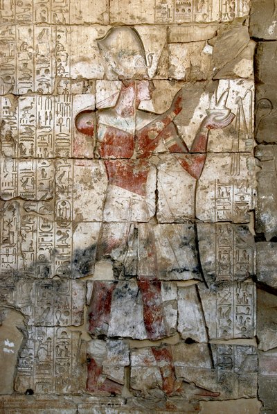 Ancient Egyptian Art: Low Relief on the column of the temple of Sethi I by Egyptian 19th Dynasty