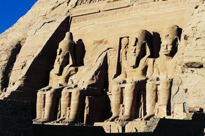 Colossal statues of Temple of Ramesses II, Abu Simbel, Egypt, New Kingdom, Dynasty XIX by Egyptian 19th Dynasty