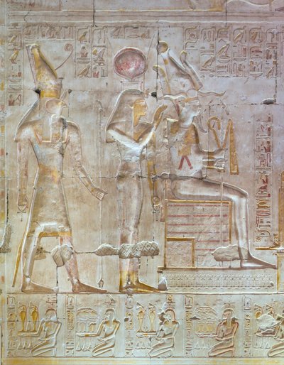 Coloured Relief, Temple of Seti I, Abydos, Egypt by Egyptian 19th Dynasty