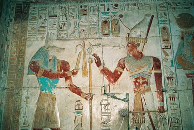 Egypt, Abydos, Temple of Pharaoh Seti I, Osiris Chapel. (Detail) by Egyptian 19th Dynasty