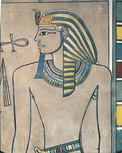 Ancient Thebes, Valley of the Kings, mural of pharaoh Amenhotep III by Egyptian 19th Dynasty