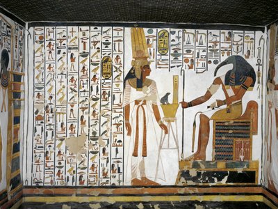 Tomb of Nefertari, Annex to Antechamber, Mural Paintings, Queen Before Divine Scribe Thoth by Egyptian 19th Dynasty