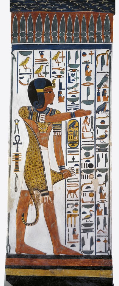 Mural painting of god Horus in Burial chamber from 19th dynasty by Egyptian 19th Dynasty
