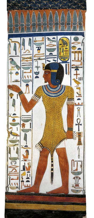 Mural Painting on Pillar in Burial Chamber, Tomb of Nefertari, Valley of the Queens, Luxor, Thebes, Egypt by Egyptian 19th Dynasty