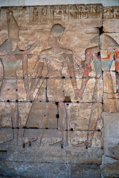 Egyptian antiquity: detail of the low reliefs of the temple of Sethi I in Abydos by Egyptian 19th Dynasty