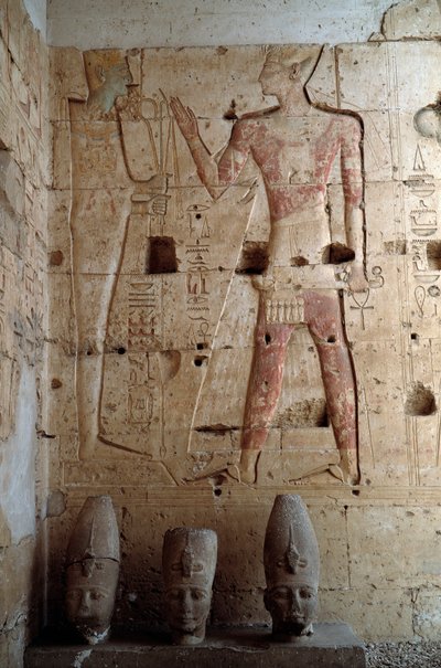 Egyptian antiquity: low relief from the temple of Seti I in Abydos, 1318 BC Egypt by Egyptian 19th Dynasty