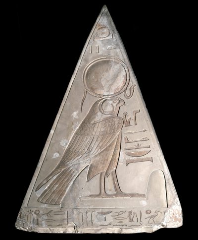 Egyptian Antiquity: Pyramid Tip of the Chapel of Ramose Decorated with the Representation of Ra-Harakte (Re Harakte) Divinity of the Rising Sun by Egyptian 19th Dynasty