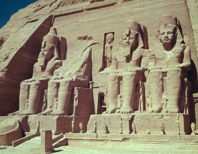 Four colossal figures of the king, from the Temple of Ramesses II, New Kingdom, c.1279-1213 BC by Egyptian 19th Dynasty