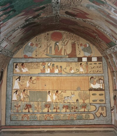Harvest Scene on the East Wall, from the Tomb of Sennedjem, The Workers Village, New Kingdom by Egyptian 19th Dynasty