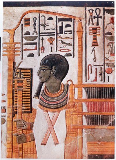 Ptah, Deification of the Primordial Mound in the Ennead Cosmogony (Fresco) by Egyptian 19th Dynasty