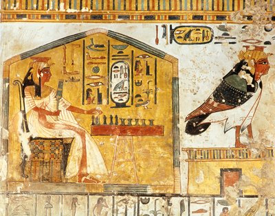 Nefertari playing senet, detail of a wall painting from the Tomb of Queen Nefertari, New Kingdom by Egyptian 19th Dynasty