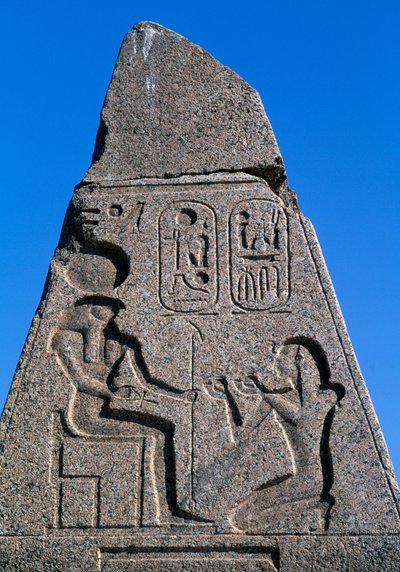 Obelisk with reliefs and inscriptions of Ramses II by Egyptian 19th Dynasty