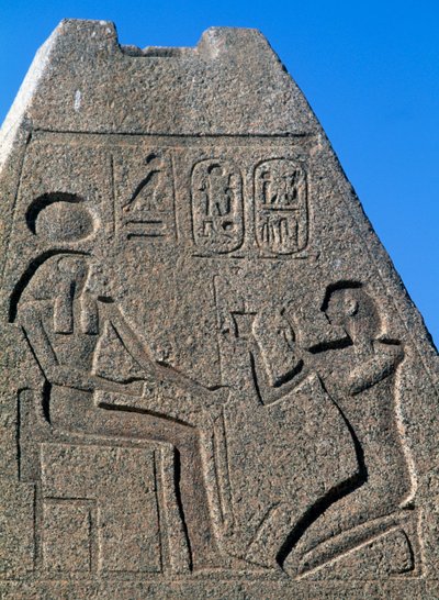 Obelisk with reliefs and inscriptions of Ramses II by Egyptian 19th Dynasty