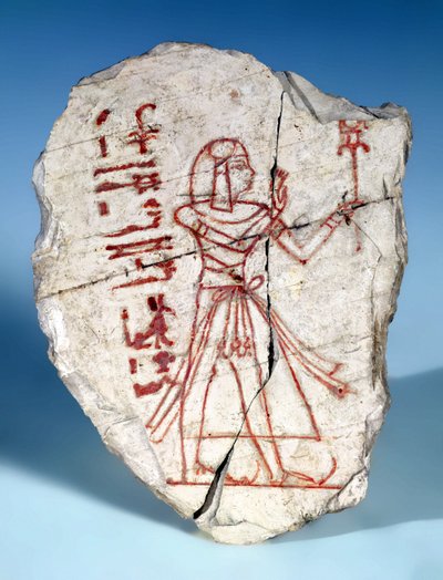 Ostrakon with a Male Figure, from Deir El-Medina by Egyptian 19th Dynasty