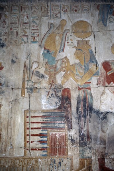Painted relief, chapel of Osiris, Temple of Seti I by Egyptian 19th Dynasty
