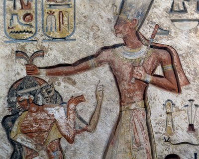 Ramesses II Holding Prisoners by Their Hair (Detail) by Egyptian 19th Dynasty