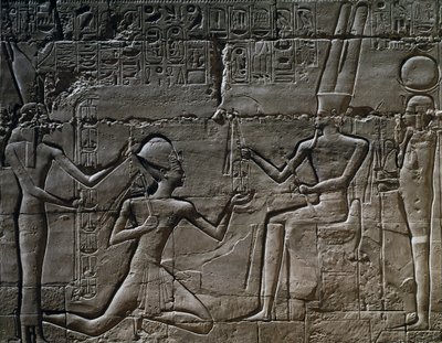 Ramesses II in Front of Amun-Ra, Relief, Great Hypostyle Hall, Temple of Amun, Karnak Temple Complex by Egyptian 19th Dynasty