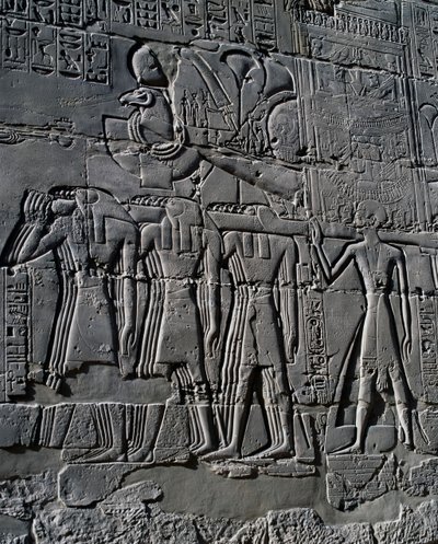 Ramesses II in Front of Sacred Boat, Relief, Interior Walls of Great Hypostyle Hall, Karnak Temple Complex by Egyptian 19th Dynasty