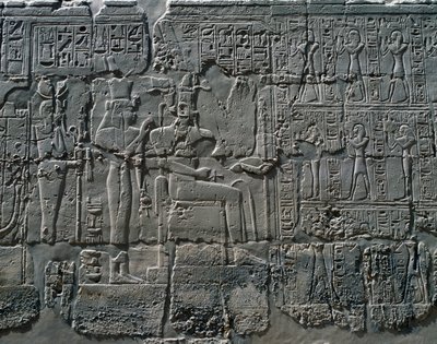 Scenes of Offerings to Gods, Relief, Interior Walls of Great Hypostyle Hall, Karnak Temple Complex by Egyptian 19th Dynasty