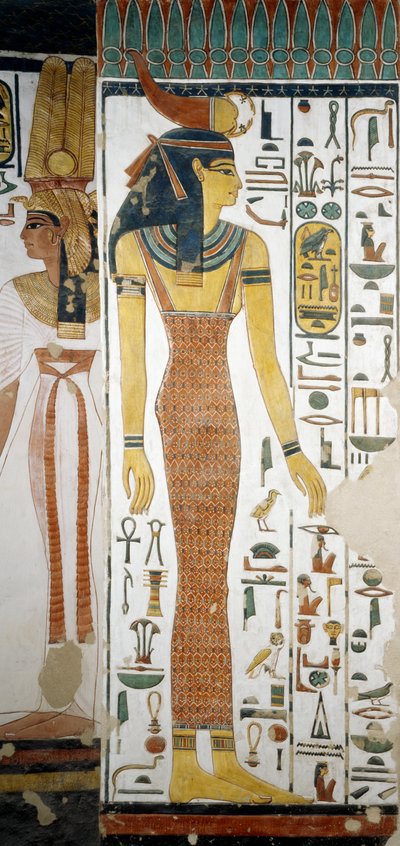 Selqet, (detail) from the frescoes in the burial chamber of Nefertari, Valley of Queens, Luxor, Thebes by Egyptian 19th Dynasty