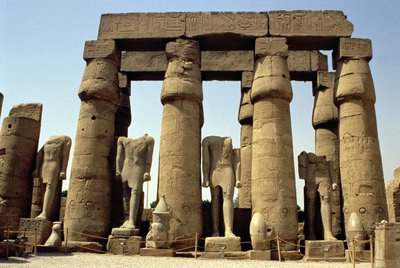 Statues of Ramesses II and Papyrus-Bud Columns in the Peristyle Court, New Kingdom, c.1297-1185 BC by Egyptian 19th Dynasty