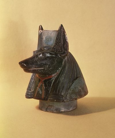 Stopper from a canopic jar in the form of the head of Duamutef by Egyptian 19th Dynasty