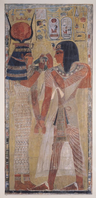 The Goddess Hathor Placing the Magic Collar on Seti I by Egyptian 19th Dynasty
