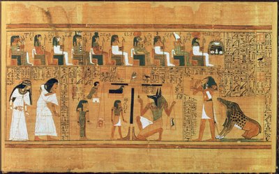 The Weighing of the Heart against the Feather of Truth, from the Book of the Dead of the Scribe Any by Egyptian 19th Dynasty