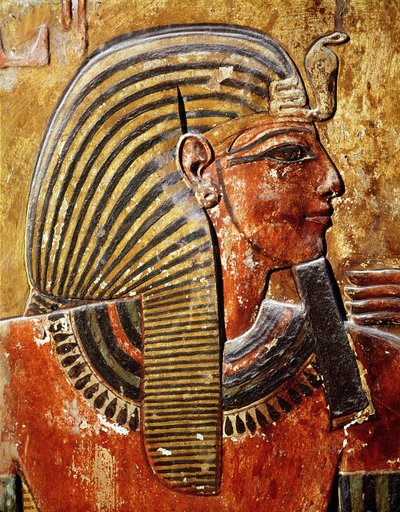 The head of Seti I from the Tomb of Seti, New Kingdom by Egyptian 19th Dynasty
