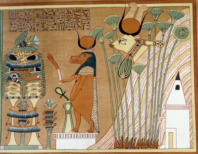 Thoueris and Hathor in the papyrus. College is similar to the papyrus of Ani, from Thebes by Egyptian 19th Dynasty
