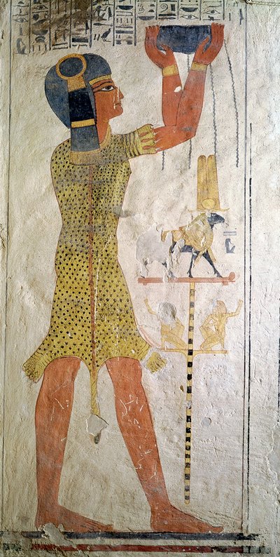 An Inmutef priest making an offering, from the Tomb of Ramesses IX (detail) by Egyptian 20th Dynasty