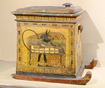 Anubis Mummifying the Deceased, from a casket dedicated to Nefertari, New Kingdom by Egyptian 20th Dynasty