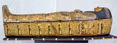 Coffin and cover of the mummy of Nesyamun, possibly found at Deir El-Bahri, New Kingdom, c.1100 BC by Egyptian 20th Dynasty